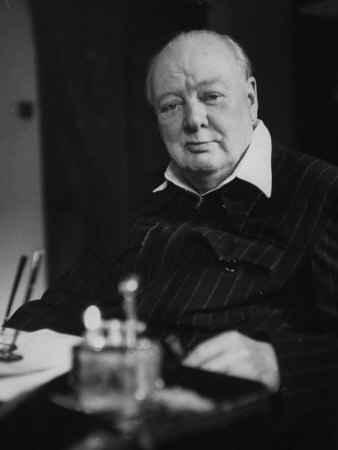Sir Winston Churchill, Sitting Behind Desk at Chartwell