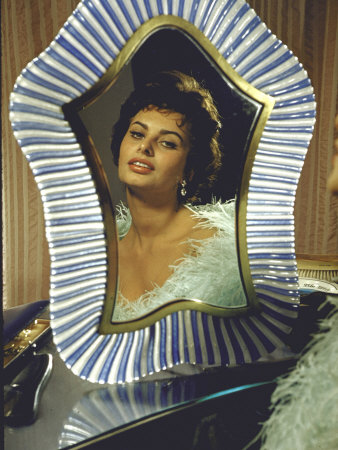 Reflection in a Mirror of Actress Sophia Loren
