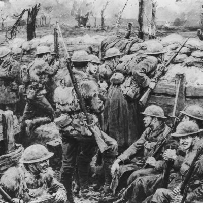 British Soldiers in the Trenches Near Cambrai During World War I