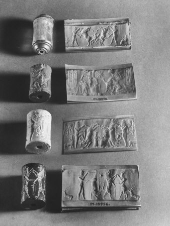 Gilgamesh Cylinder Seals Commemorating Acts of Mythological Character from Sumerian Culture
