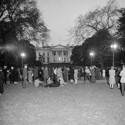 Crowds Outside the White House Following News of President Franklin D. Roosevelt