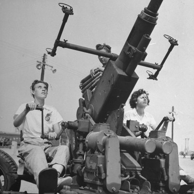 Women Sighting a Bofor Anti-Aircraft Gun