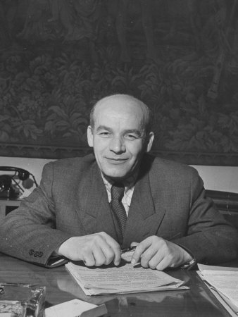 Polish Communist Wladyslaw Gomulka Sitting at Desk