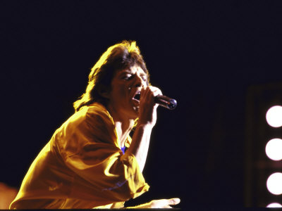 Singer Mick Jagger of the Rock Band the Rolling Stones Performing at Live Aid Concert