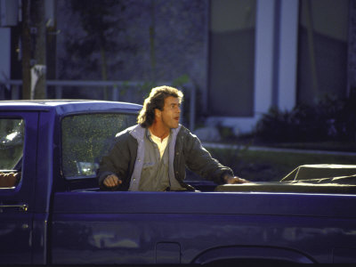 Actor Mel Gibson Shooting Scene from Film "Lethal Weapon 3"