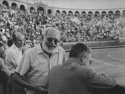 Author Ernest Hemingway with Friend at Spanish Toreadors Poster