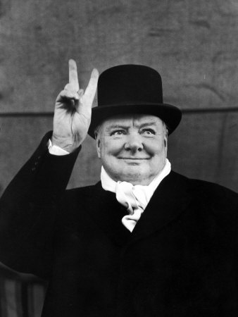 Winston Churchill Making "V" for Victory Sign