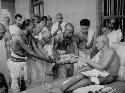Followers Offering Fruits to Sri Ramana Maharshi