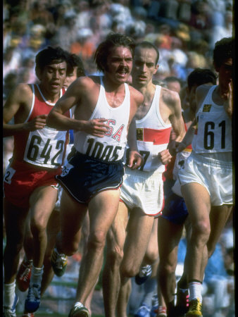 US Track Athlete Steve Prefontaine Running a Race at the Summer Olympics