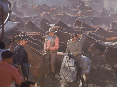Actor John Wayne During Filming of Western Movie "The Undefeated"