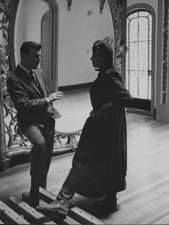 Mexican Actor Manolo Fabregas Talking with Actress Maria Felix Between Takes of Her Film
