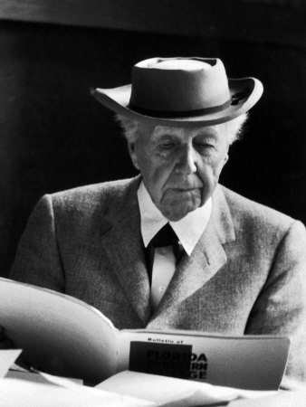 Portrait of Frank Lloyd Wright Perusing Bulletin of Florida, 1956