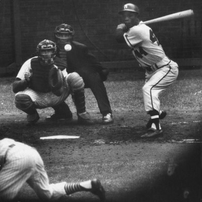 Milwaukee Braves Henry Aaron Batting During Baseball Game