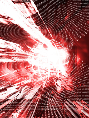 Abstract Red Binary Code and Globe