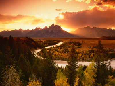 Teton Range at Sunset, Grand Teton National Park, Wyoming, USA