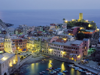 Village of Vernazza in the Evening, Cinque Terre, Unesco World Heritage Site, Liguria, Italy