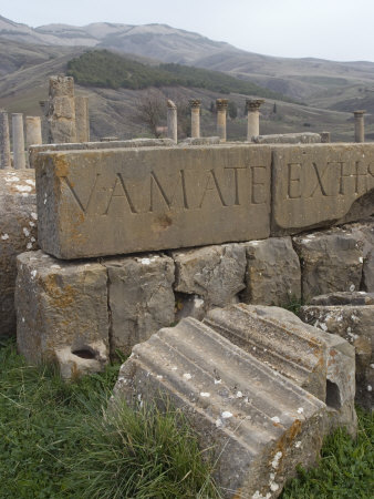 Inscriptions at the Roman Site of Djemila, UNESCO World Heritage Site, Algeria