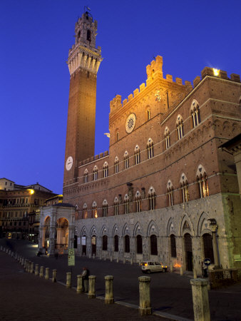 Palazzo Pubblico and the Piazza Del Campo at Night, Siena, Tuscany, Italy