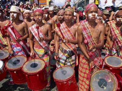 Portrait of a Group of Drummers During the Mardi Gras Carnival, Philippines, Southeast Asia