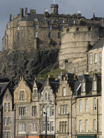 View of Edinburgh Castle from Grassmarket, Edinburgh, Lothian, Scotland, United Kingdom, Europe