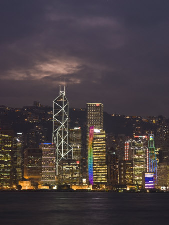 Hong Kong Island Skyline at Dusk, Hong Kong, China