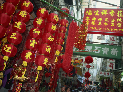 Decorations for Chinese New Year for Sale, Central, Hong Kong Island, Hong Kong, China