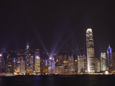 Nightly Sound and Light Show over Hong Kong Island Skyline, Hong Kong, China