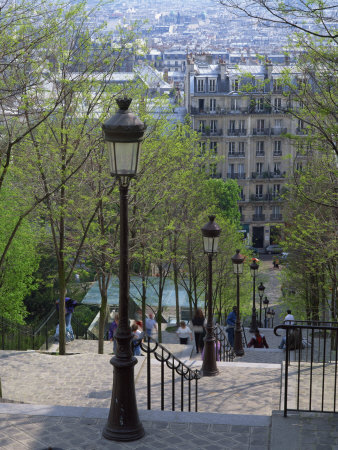 Looking Down the Famous Steps of Montmartre, Paris, France, Europe