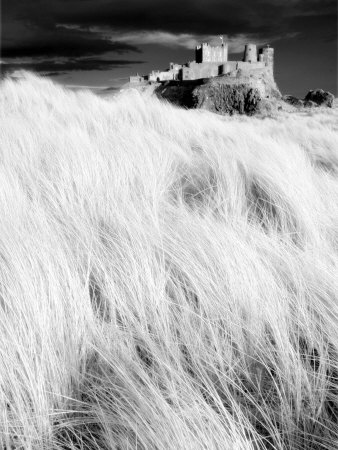 Infrared Image of Bamburgh Castle from the Dunes Above Bamburgh Beach, Northumberland, England, UK