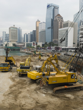 Land Reclamation Project under Way in Central, Hong Kong Island, Hong Kong, China