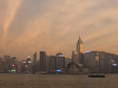 Wanchai District across Victoria Harbour, Hong Kong Island, Hong Kong, China