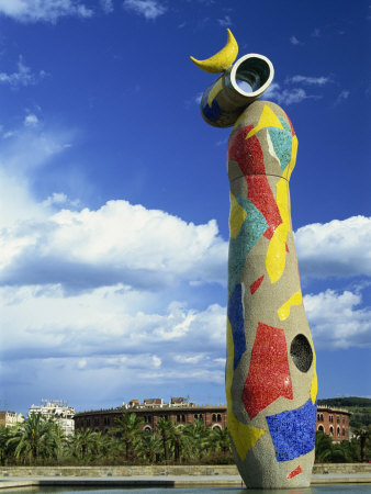Brightly Coloured Sculpture by Joan Miro, in Barcelona, Cataluna, Spain