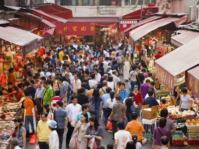 Market Scene, Wan Chai, Hong Kong Island, Hong Kong, China