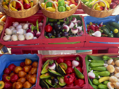 Close-Up of Vegetables for Sale on Market Stall, Playa Del Carmen, Mexico, North America