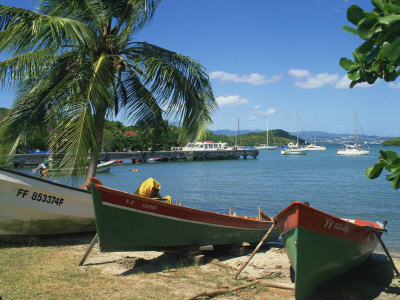 Fishing Boats Pulled Up onto the Beach at Trois Ilets Harbour, Martinique, West Indies