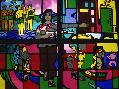 Stained Glass in the Army Museum in Hanoi, North Vietnam, Indochina, Southeast Asia