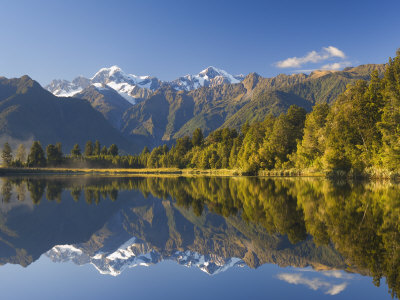 Lake Matheson, Mount Tasman and Mount Cook, Westland, South Island, New Zealand, Pacific