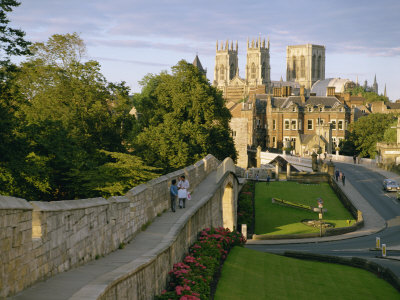 Old City Wall and York Minster, York, Yorkshire, England, United Kingdom, Europe