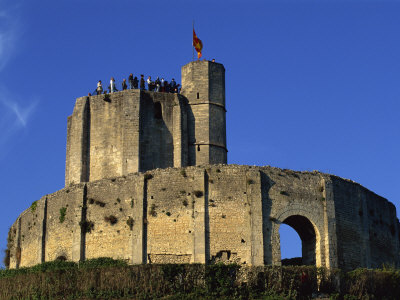 Exterior of Gisors Castle with Visitors on Battlements, Haute Normandie, France, Europe