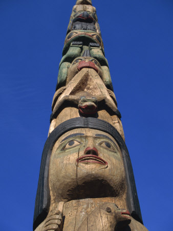 Inside Passage Four-Story Totem Pole, Carved from Red Cedar in 1940, Juneau, Alaska, USA