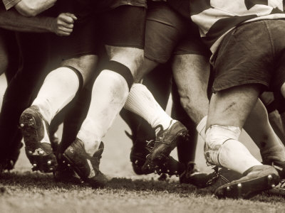 Buy Detail of the Feet of a Group of Ruby Players in a Scrum, Paris, France at AllPosters.com
