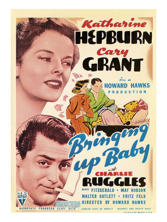 Bringing Up Baby, Katharine Hepburn, Cary Grant on Midget Window Card, 1938