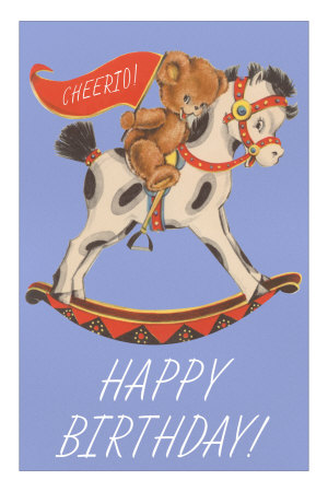 Happy Birthday, Teddy Bear Riding Hobby Horse