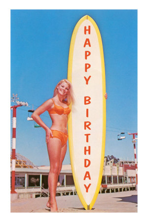 Happy Birthday, Blonde with Long Board