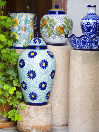 Mexican Ceramic Pots on Display, San Miguel De Allende, Guanajuato, Mexico
