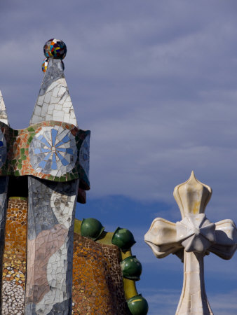 Gaudi Chimney Sturctures, Casa Batllo, Barcelona, Catalonia, Spain