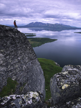 Hiker on Sad Face Mountain Overlooking Nuyakuk Lake