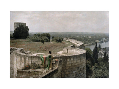 Woman on the Grounds of the Chateau Chinon Wears a 15th Century Garb