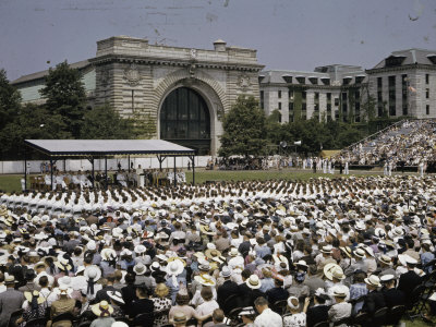 Man Addresses a Graduating Class of the Naval Academy