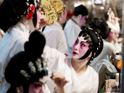 Buy Chinese Opera Performers Prepare for the A-Ma Temple Festival at AllPosters.com